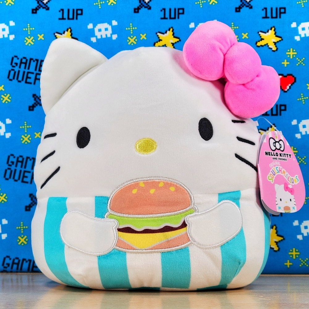 Squishmallow Hello Kitty with Cheeseburger 12" 2022 UltraSoft Sanrio Plush NWT